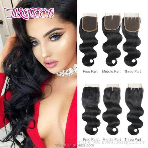 Wholesale 8 10 12 14 16 18 20 22 Inch Virgin Human Hair 4x4 5x5 6x6 7x7 Natural Color 1B